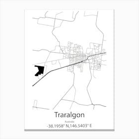 Traralgon,Australia Minimalist Map Canvas Print