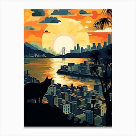 San Francisco, United States Skyline With A Cat 0 Canvas Print