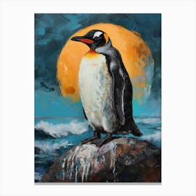 African Penguin Half Moon Island Oil Painting 3 Canvas Print