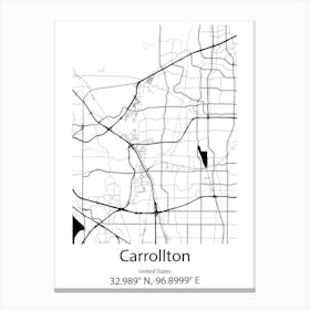 Carrollton,United States Minimalist Map 1 Canvas Print