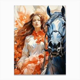 Girl With A Horse Canvas Print