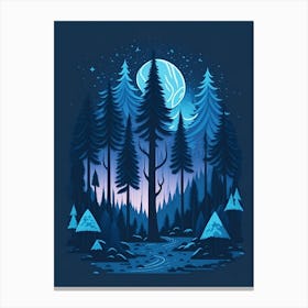 A Fantasy Forest At Night In Blue Theme 22 Canvas Print