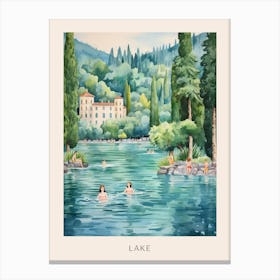 Swimming In Lake Como Italy 2 Watercolour Poster Canvas Print