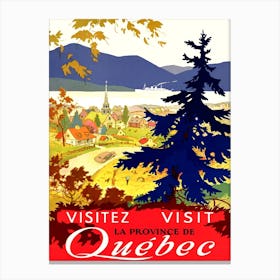Quebec, Canada, Vintage Travel Poster Canvas Print