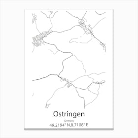 Ostringen,Germany Minimalist Map Canvas Print