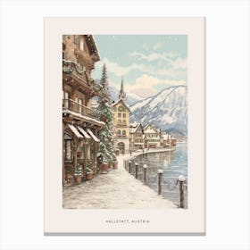 Vintage Winter Poster Hallstatt Austria 2 Canvas Print
