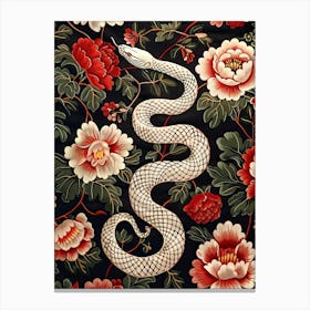 Lunar Year Of The Snake 2025 Wall Art Print Poster Framed Snake Art Chinese Zodiac Vintage White 6 Canvas Print