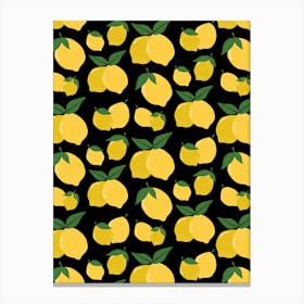 Lemons Yellow Black Vintage Canvas Print