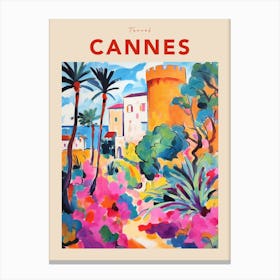 Cannes France Fauvist Travel Poster Canvas Print