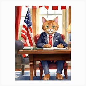 President Feline Says Catfood For Everyone Canvas Print