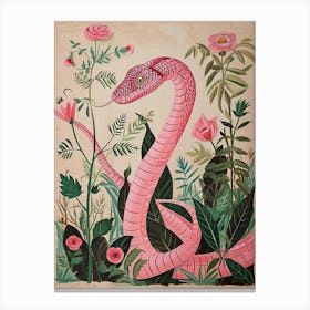 Floral Animal Painting Cobra 4 Canvas Print