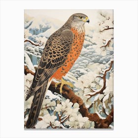 Winter Bird Painting Falcon 1 Canvas Print