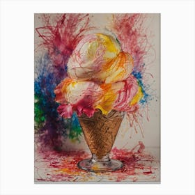 Colorful Ice Cream Cone 2 Canvas Print