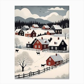 Scandinavian Village Scene Painting (30) Canvas Print