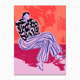 Woman In Pink And Purple Canvas Print