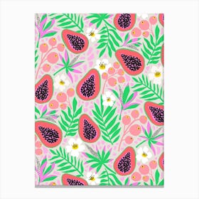 Tropical Papaya Fruit Pattern Canvas Print