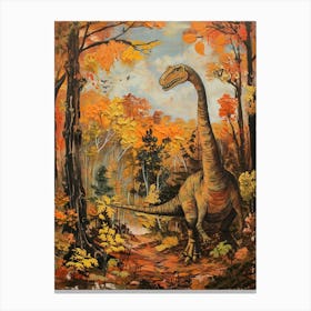 Dinosaur In An Autumnal Forest 2 Canvas Print