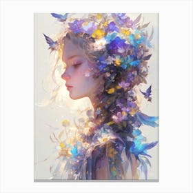Girl With Flowers In Her Hair 3 Canvas Print