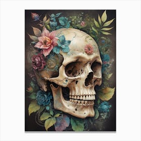 Floral Skull Vintage Painting (10) Canvas Print