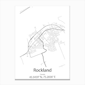 Rockland,Canada Minimalist Map Canvas Print