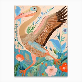 Maximalist Bird Painting Brown Pelican 1 Canvas Print