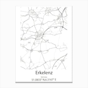 Erkelenz,Germany Minimalist Map Canvas Print