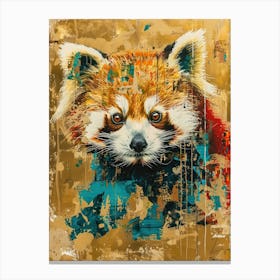 Red Panda Gold Effect Collage 2 Canvas Print