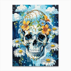 Surrealist Floral Skull Painting (31) Canvas Print