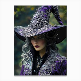 Witch in the magical forest Canvas Print