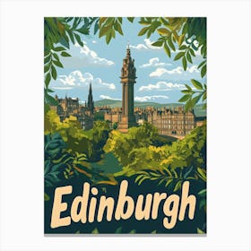 Aihrgdesign A Mid Century Modern Travel Poster For Edinburgh 1 Canvas Print