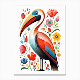 Scandinavian Bird Illustration Brown Pelican 3 Canvas Print