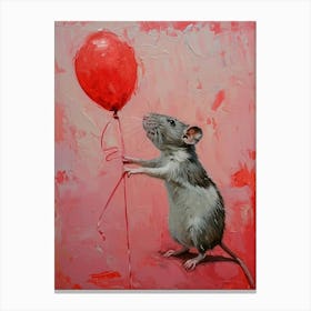 Cute Rat 1 With Balloon Canvas Print