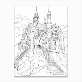 The Beast S Castle (Beauty And The Beast) Fantasy Inspired Line Art 4 Canvas Print