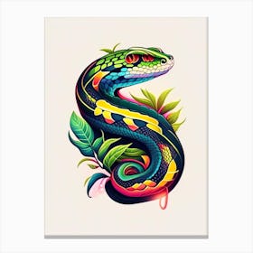 Boomslang Snake Tattoo Style Canvas Print