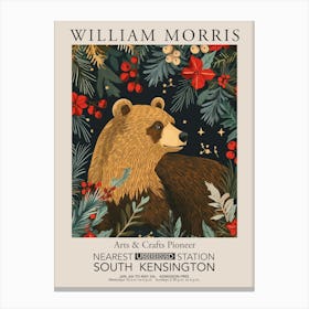 William Morris Prints Brown Bear Christmas Gift Winter Vintage Canvas Print