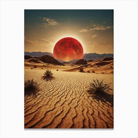 Red Moon In The Desert Canvas Print