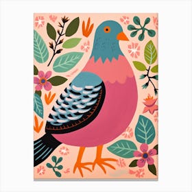Pink Scandi Pigeon 2 Canvas Print