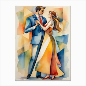 Couple Dancing Watercolor Painting Canvas Print