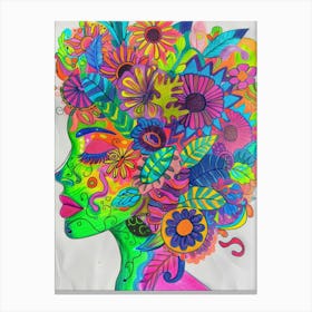 Colorful Woman'S Head Canvas Print