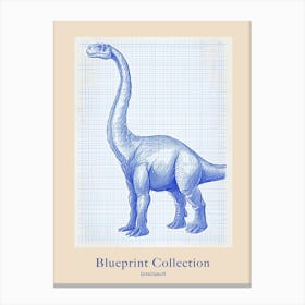 Dinosaur Blue Print Style Sketch Poster Canvas Print