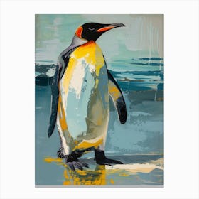 King Penguin Petermann Island Colour Block Painting 3 Canvas Print