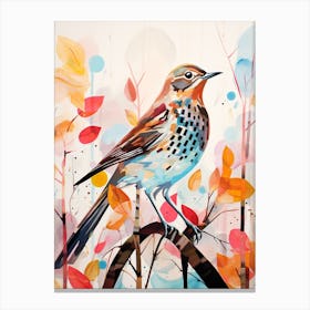 Bird Painting Collage Hermit Thrush 4 Canvas Print