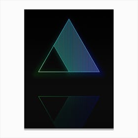 Neon Blue and Green Abstract Geometric Glyph on Black n.0314 Canvas Print