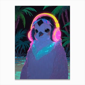 Cute Penguin With Headphones Canvas Print