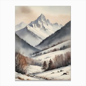 Vintage Muted Winter Mountain Landscape (13) Canvas Print