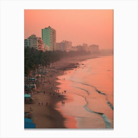 Juhu Beach Mumbai India Turquoise And Pink Tones 3 Canvas Print