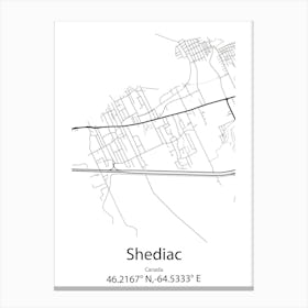 Shediac,Canada Minimalist Map Canvas Print