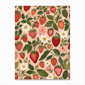 Pastel Strawberry Pattern 1 Canvas Print