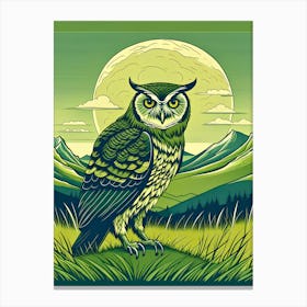 Owl In The Grass Canvas Print