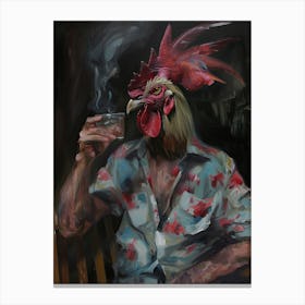 Animal Party: Crumpled Cute Critters with Cocktails and Cigars Rooster 6 Canvas Print